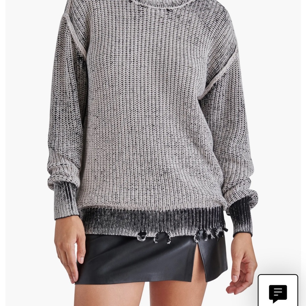 Steve Madden Nelson Distressed Hem Cotton Sweater
